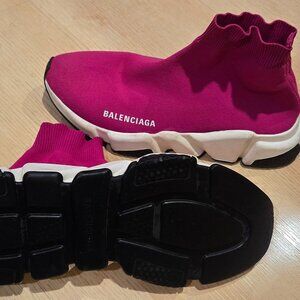 Balenciaga speed pink with white soles sock shoes
